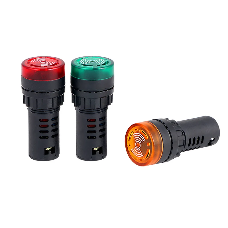 16mm/22mm AD16-22SM 12V 24V 110V 220V 380V Flash Signal Light Red LED Active Buzzer Beep Alarm Indicator Red Green Yellow Black