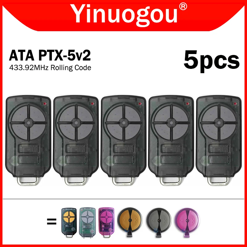

5pcs ATA PTX5 PTX-5 PTX5v2 PTX-5v1 PTX2 PTX-2v1 PTX2v2 TrioCode Garage Remote Control / Garage Door Opener 433MHz Rolling Code