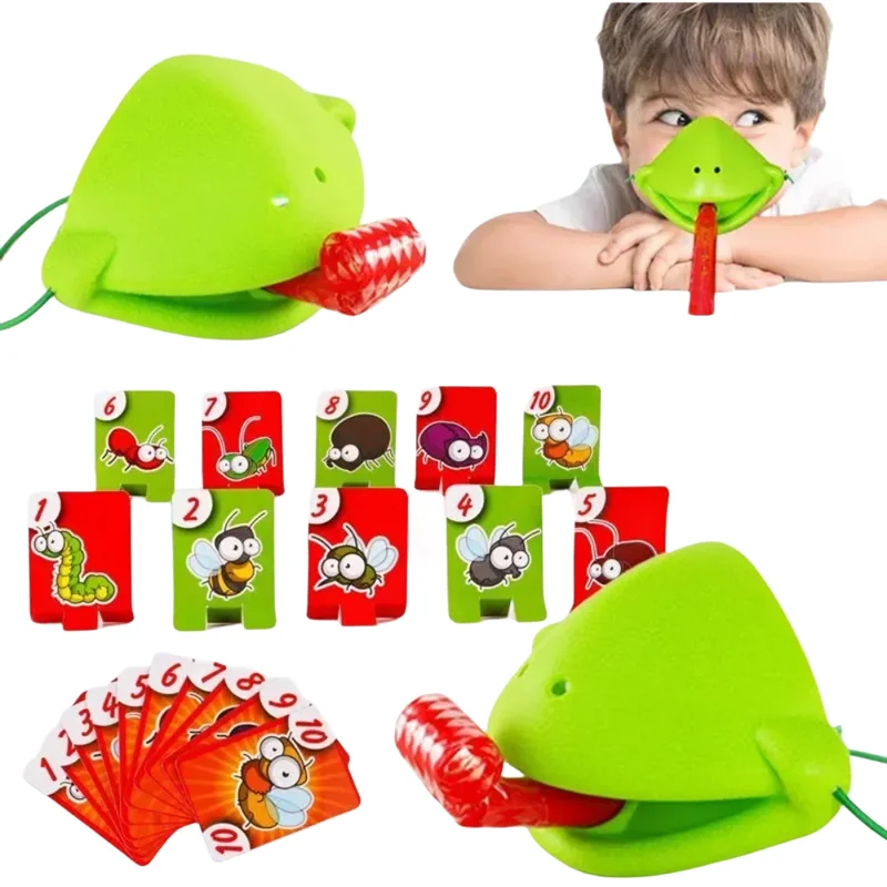 

Funny Lizards Mask Toy Frog Tongue-Sticking TikTok Same Two-player Card Game Desktop Interactive Toys Parent-child Party Games