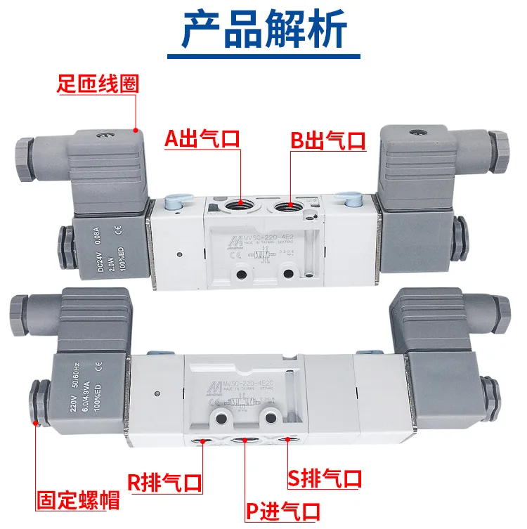Gold 2-Positionen 5-Wege, 3-Positionen 5-Wege MVSC-220-4E2/C/R Magnetventil