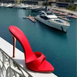 Sexy 12cm high heels shoes women slippers pointed toe dress dating party fashion sexy women sandals handmade plus size LX036