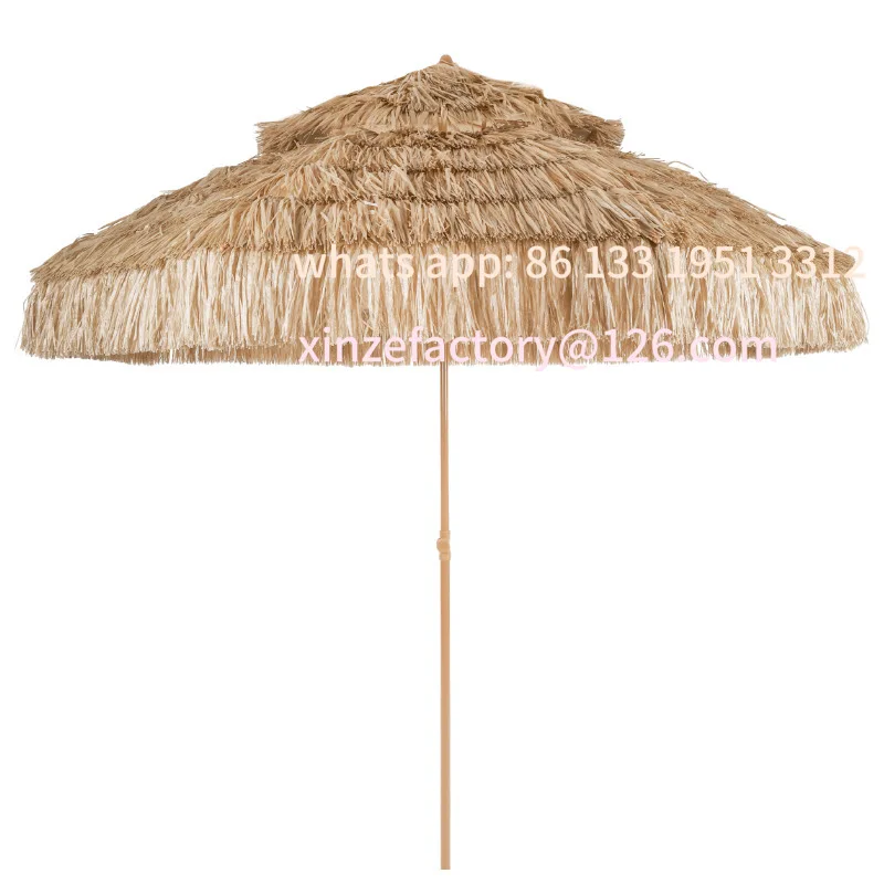 Double top simulated straw Thatched Sun umbrella Outdoor parasol Folding beach umbrella Villa courtyard umbrel