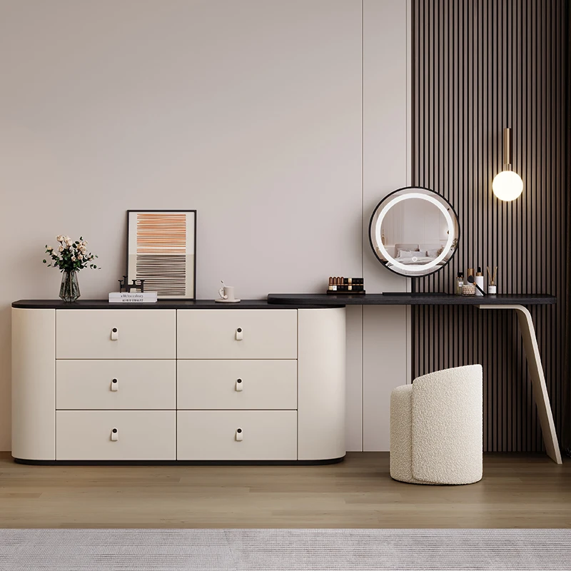 

Dressing table rooms storage cabinet integrated bedroom telescopic corner wooden makeup mirror stool penteadeira furniture