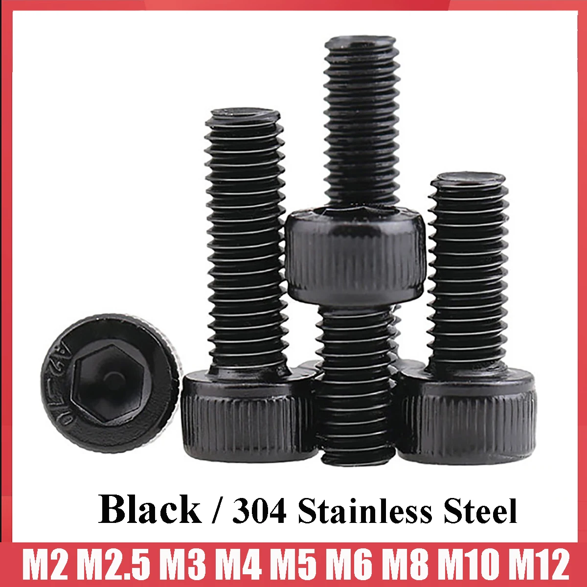 

Black A2 304 Stainless Steel DIN912 Hexagon Hex Socket Head Cap Allen Bolts Screw M2 M2.5 M3 M4 M5 M6 M8 M10 M12 Metric