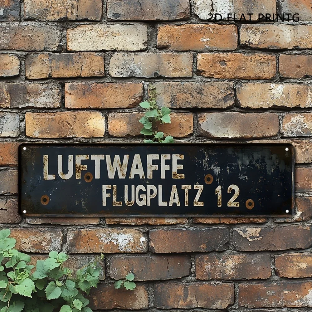 لافتة معدنية كلاسيكية Luftwaffe WW2 - 15.7 بوصة × 3.9 بوصة ثنائية الأبعاد مسطحة، ديكور عسكري لمرآب مقهى البار #6