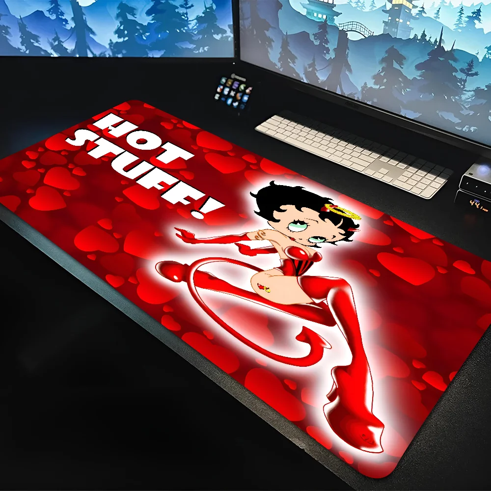 Anime Mousepad Large Gaming Mouse Pad LockEdge Thickened Computer Keyboard Table Desk Mat B-Betty B-Boop