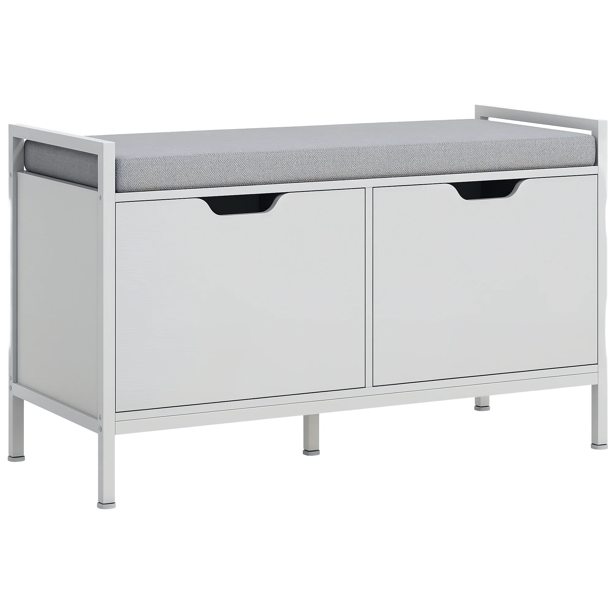 Homcom Banco Zapatero Para Entrada Recibidor Con Asiento CojíN Estremibile Para 4 Pares De Zapatos 84X35X50 Cm Blanco-image