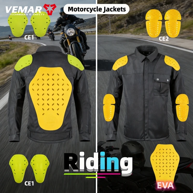

VEMAR Men Summer Breathable Mesh Motorcycle Jacket, Retro Vintage Style Riding Jacket for Urban Daily Commuting & Touring