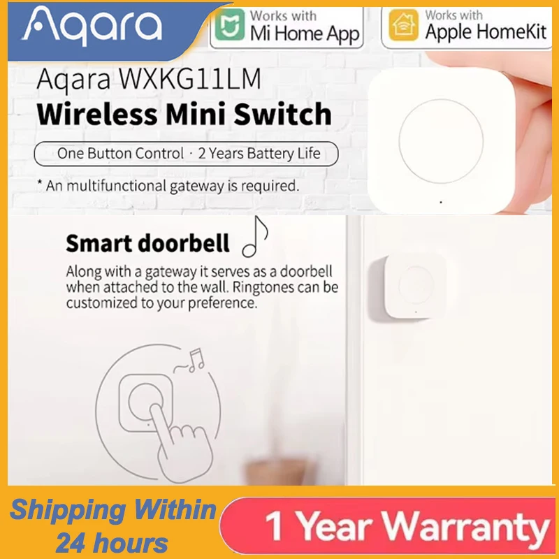 

Aqara Wireless Mini Switch ZigBee APP Remote Control 3 Ways Smart Home Emergency Button Door Bell Work With Gateway And Homekit
