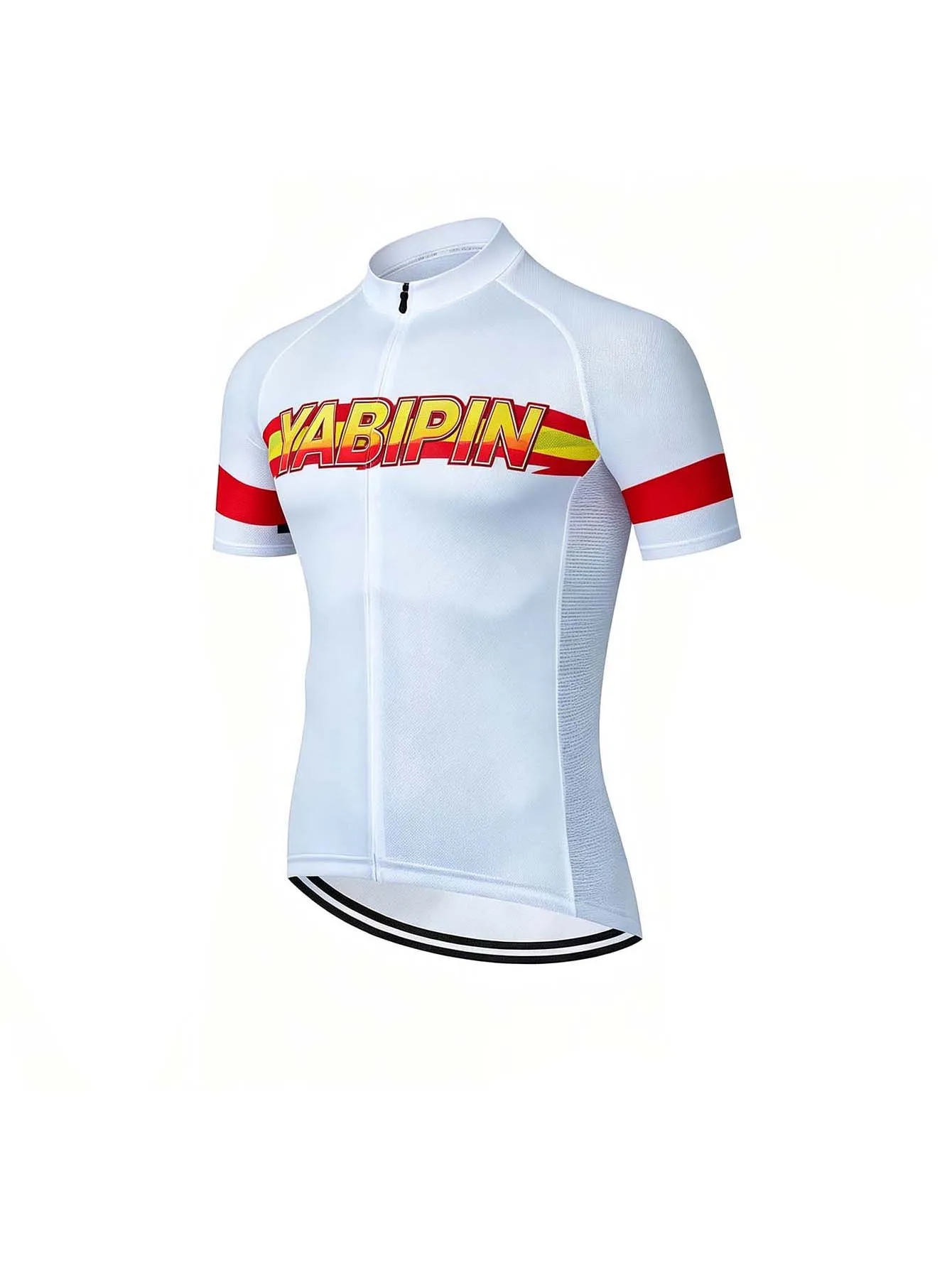 Herren-Radtrikot mit Stehkragen und durchgehendem Reißverschluss, kurzärmliges, atmungsaktives, schnell trocknendes, leichtes Fahrradshirt