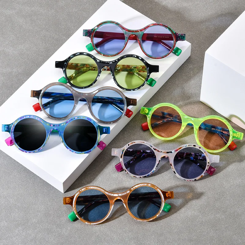 Niche literary spell multi-color sunglasses polarizing UV400 fashion personality round colored glasses luxury brand driving glas