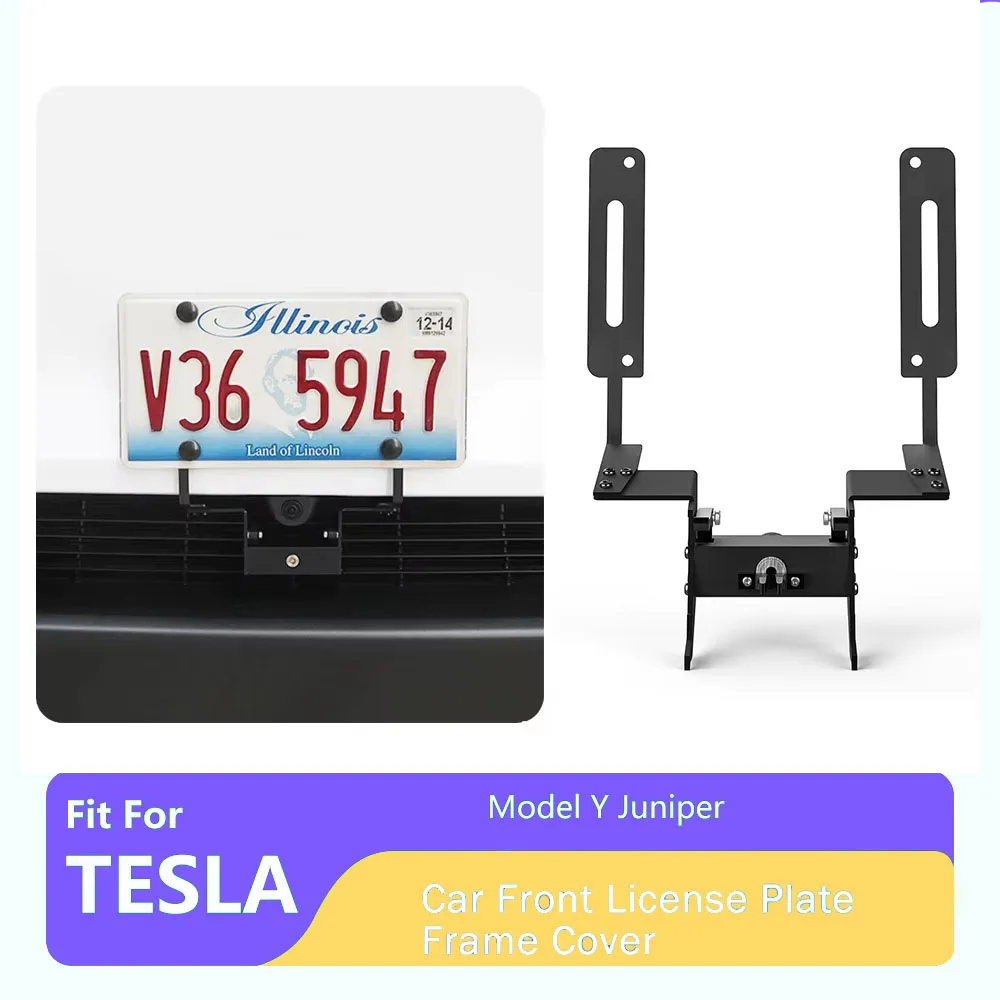 

New Front License Plate Frame For Tesla Model Y Juniper 2025 Metal Front License Plate Holder Mount No Drilling Car Accessories