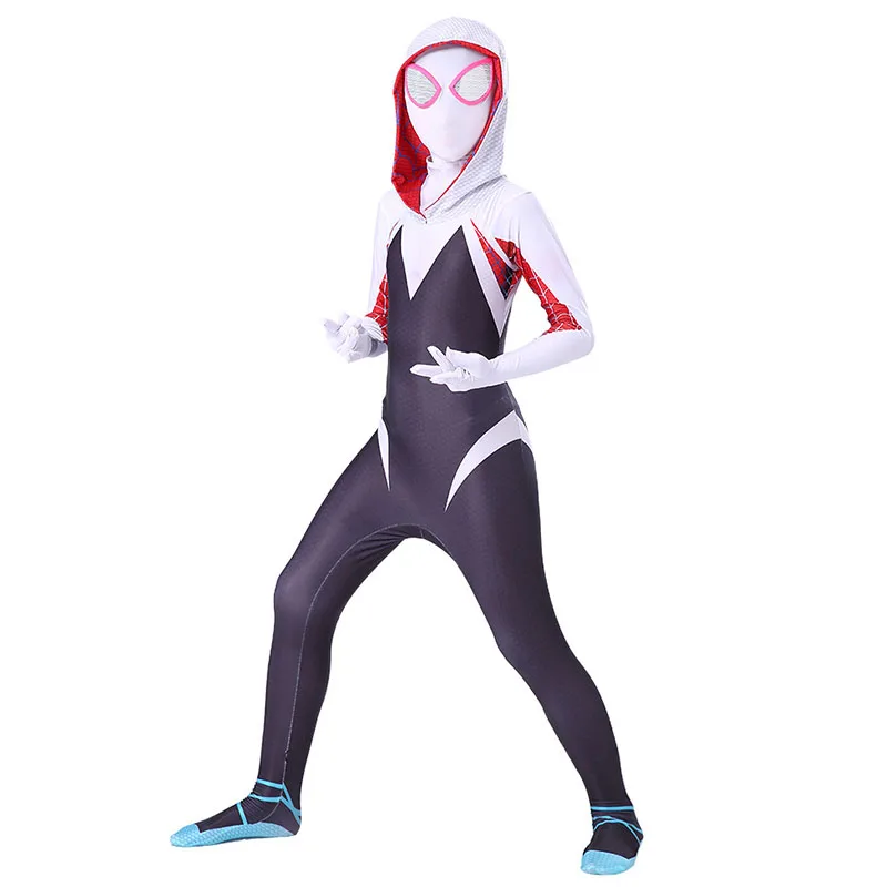 Disfraces de Spiderman Gwen Stacy para mujeres y niñas, mono de estilo 3D Zentai, ropa de Halloween para adultos y niños