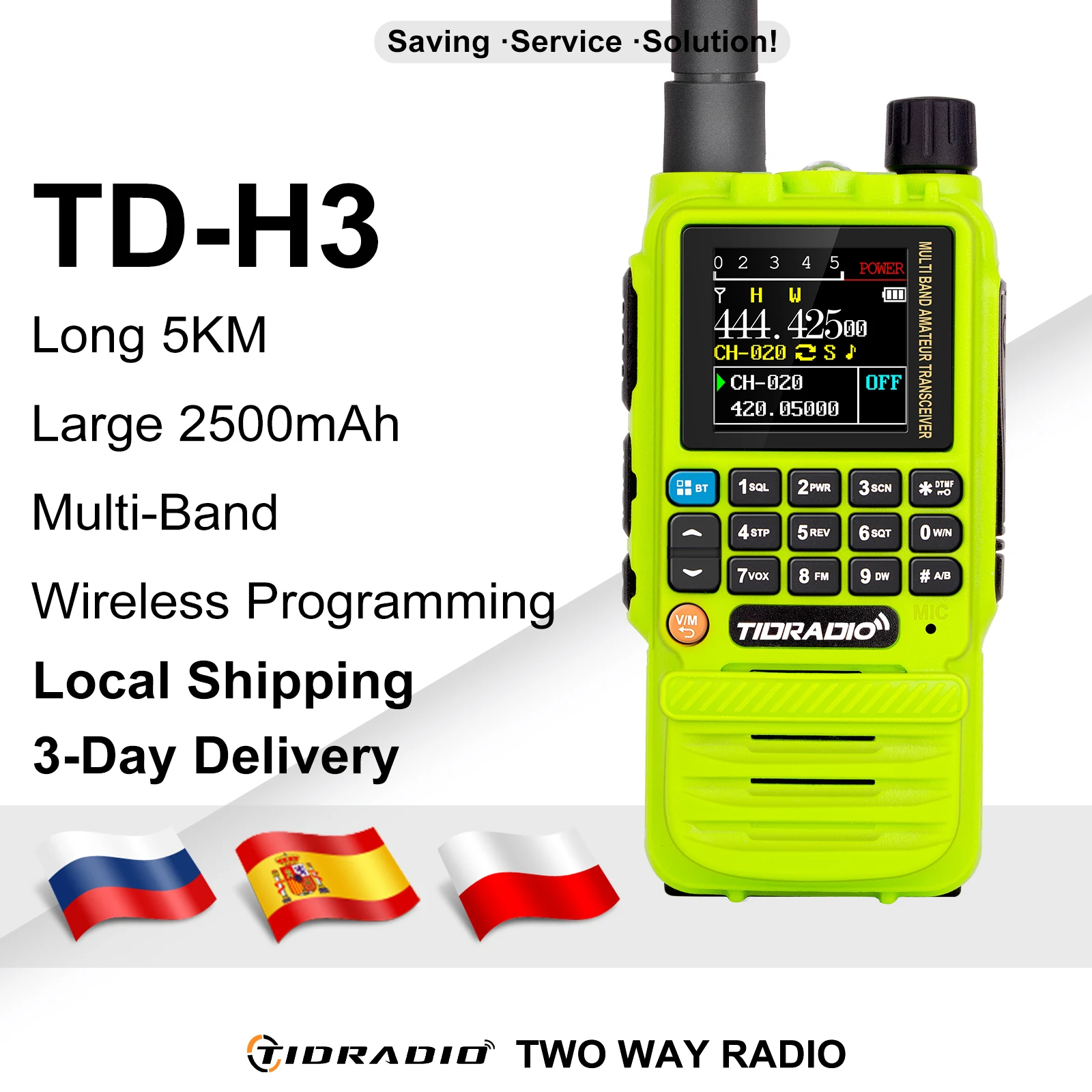 TIDRADIO-H3 広帯域受信機　エアバンド　盗聴器 TIDRADIO H3 長距離トランシーバー充電式ワイヤレスプログラミングエア