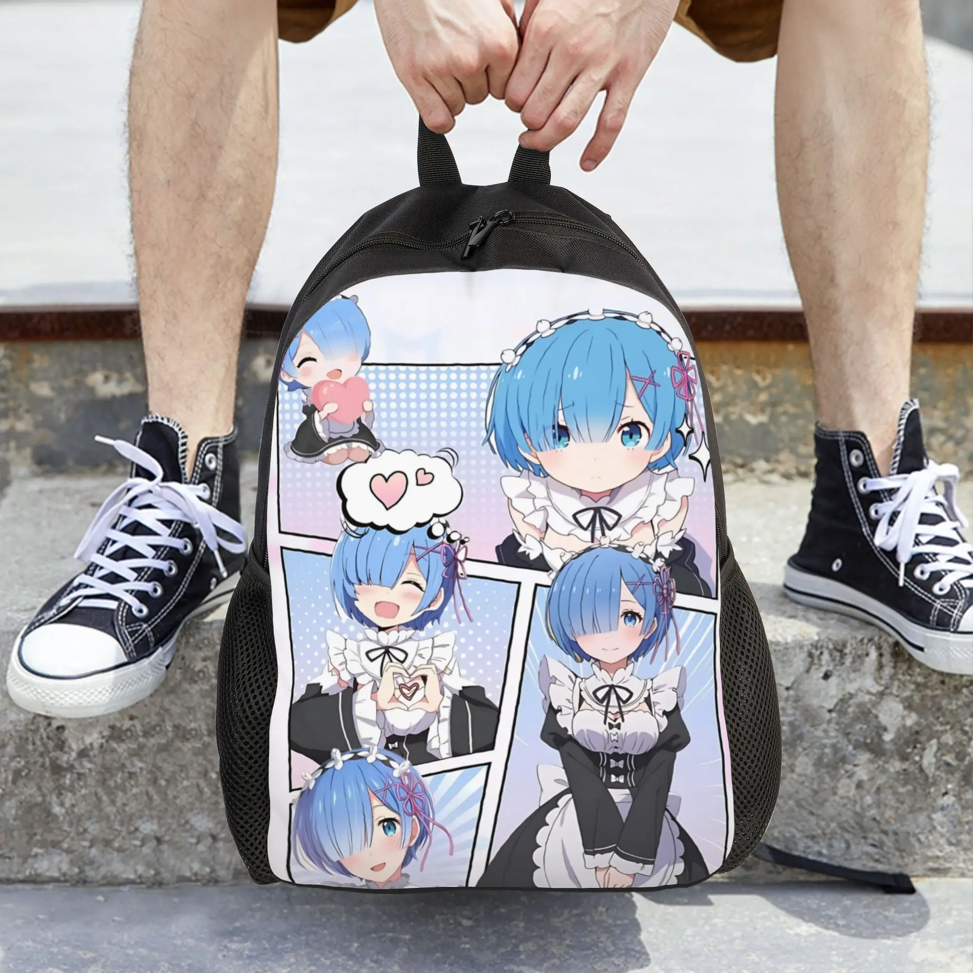 Fashion Cute Re ZERO Anime Rem Backpacks Its Bag  mochila Work Retro Washable Rucksack