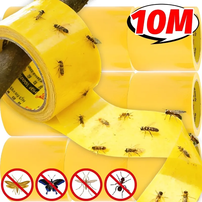 10 м двухсторонняя липкая барьерная лента для насекомых, прочная липкая ловушка для насекомых, садовые комары, пауки, шерстяки, муравьи, борьба с вредителями, убийца