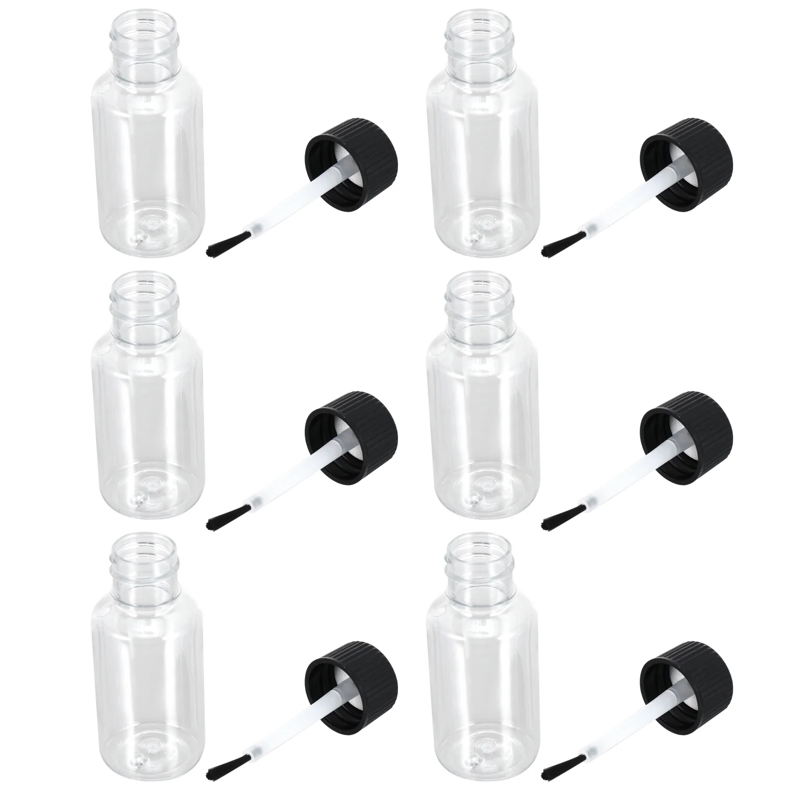 6 Pcs Empty Nail Polish Bottle Container Black Bottles Gel Transparent Storage Manicure