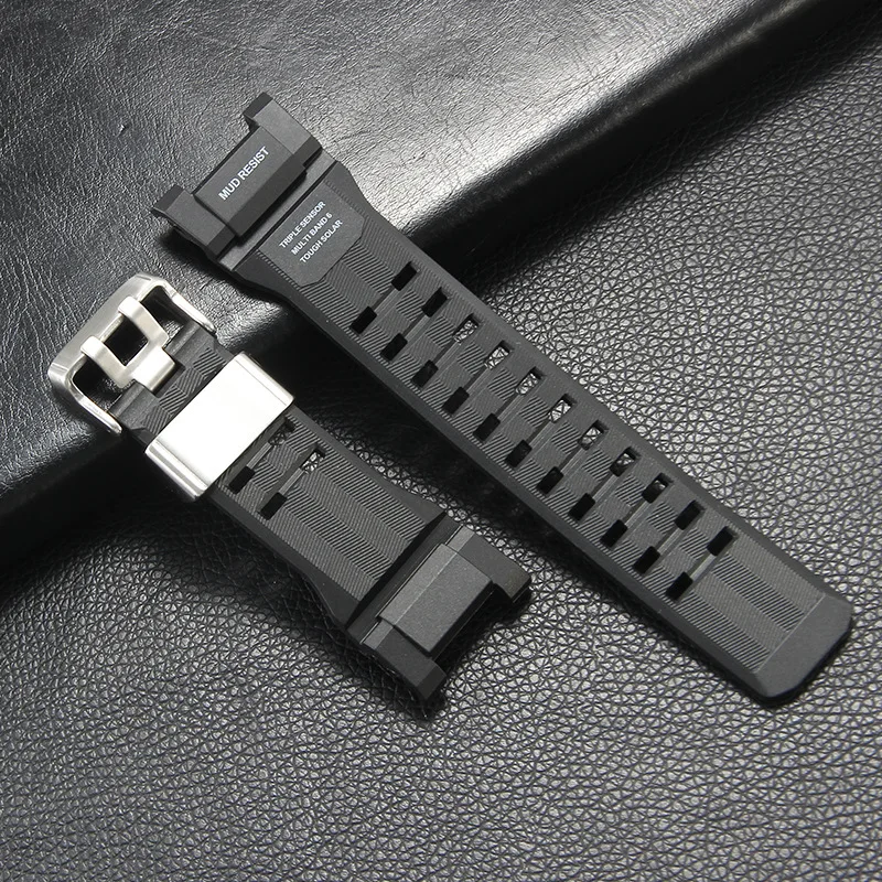 Resin Rubber Strap for Casio G-Shock Mudmaster GWG-B1000 Black Textured Deployment Clasp Men Women Sports Replacement Watch Band - view 3