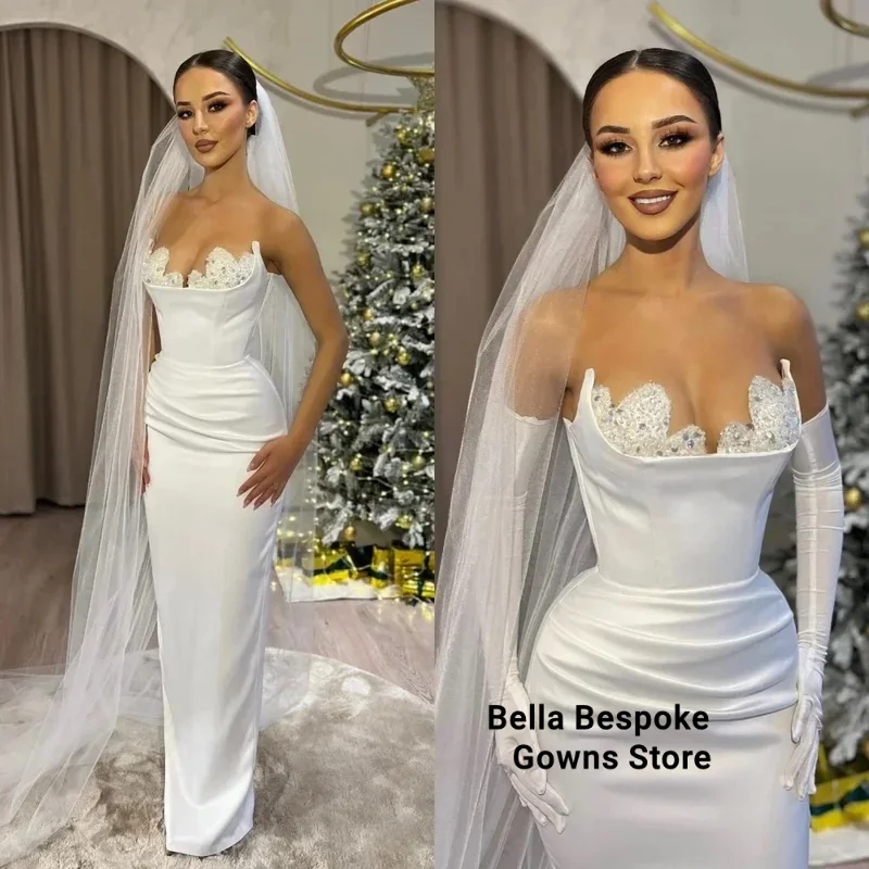 

Customized Prom Dress Elegant Women Strapless Sheath Quinceanera Dress Beading Paillette / Sequins Floor Length