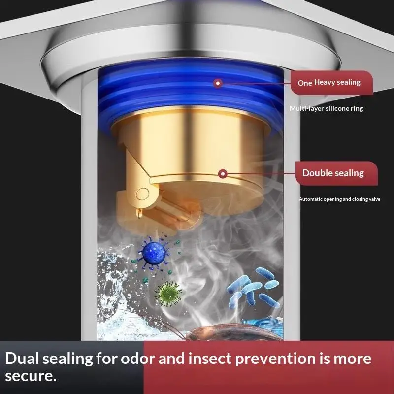 Anti-odor Floor Drain for Shower All Copper Material Insectproof Square 10x10cm Perfect for Bathrooms