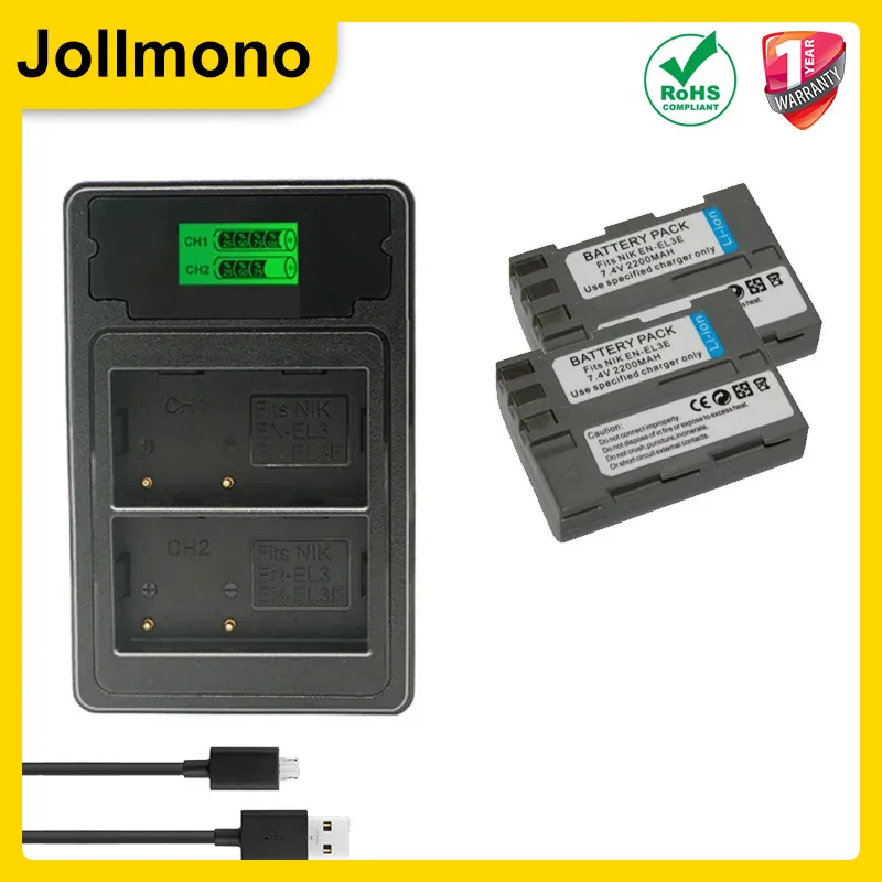 4Pcs EN-EL3e  EL3a ENEL3e Digital Camera Battery for Nikon D300S D300 D100 D200 D700 D70S D80 D90 D50 L50