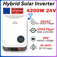 FCHAO 4.2kW 24V Hybrid Solar Inverter | 100A MPPT | 45-500VDC PV Input | Battery-Free, WiFi, Pure Sine Wave