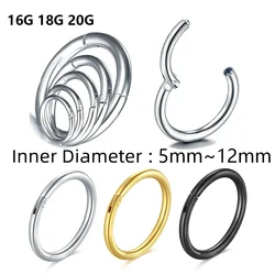 1PC Nose Hoop Rings Women 16G 18G 20G 316L Stainless Steel Nose Ring Septum Clicker Ring Ear Daith Hoop Earring Piercing Jewelry
