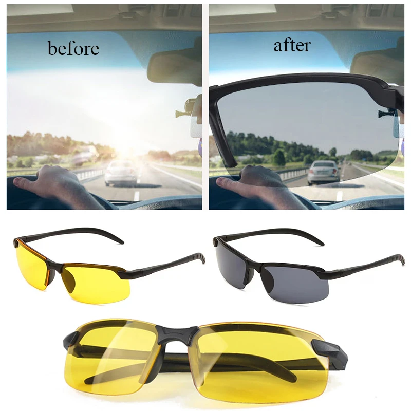 Fashion Polarized Outside Anti-UV Sun Glasses Day Night Vision UV400 Eyewear Adult Sunglasses Retro Men Driving Fishing Glasses