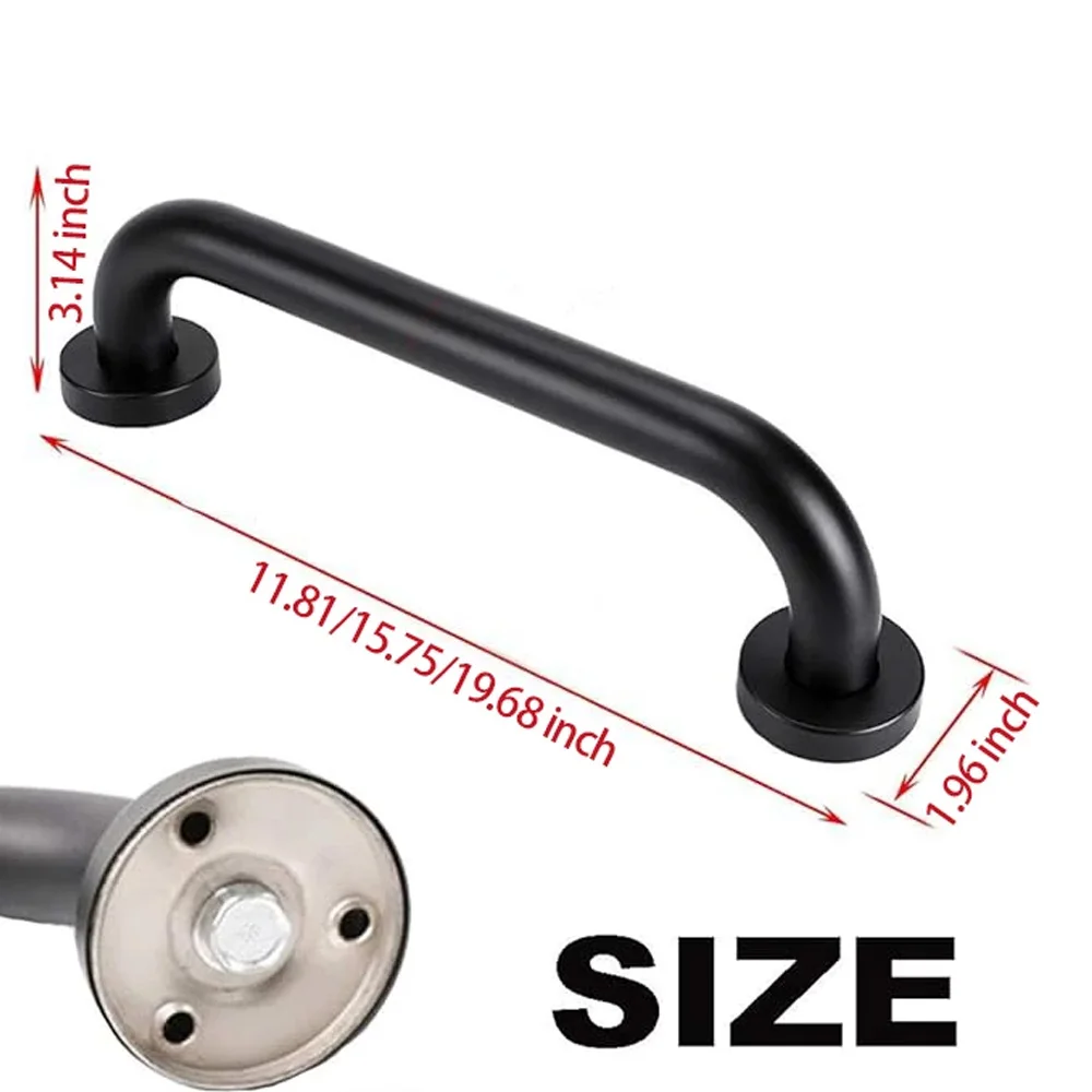 16 Inch Shower Grab Bar,Black Shower Handle,Bathroom Balance Bar,Safety Hand Rail Support Bar for Handicap Elderly Injury