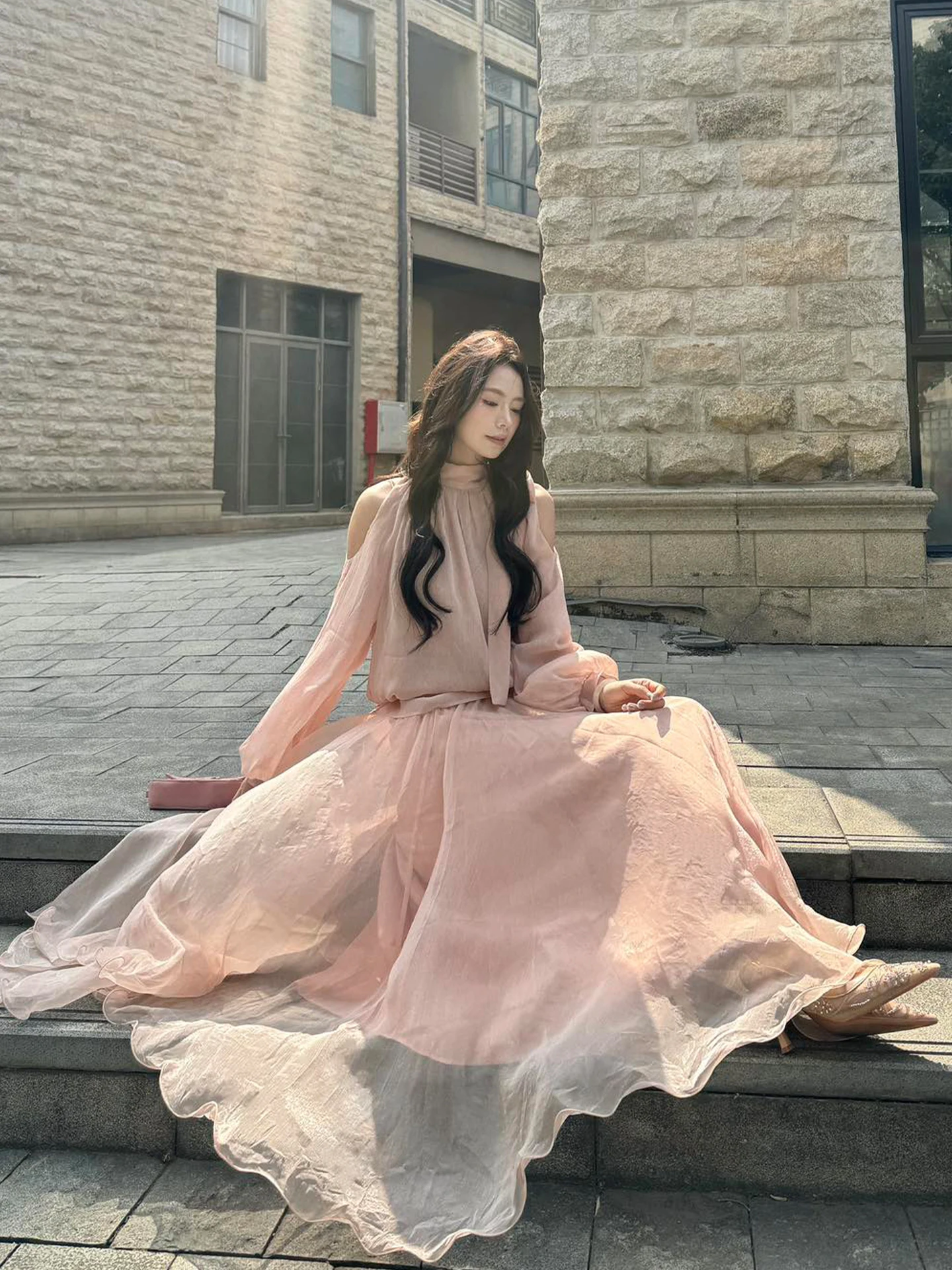 

Комплект Ele Peter Pan Uncles с юбкой-воланом и топом для девочек, весенний модный двухсекционный наряд в молодежном стиле