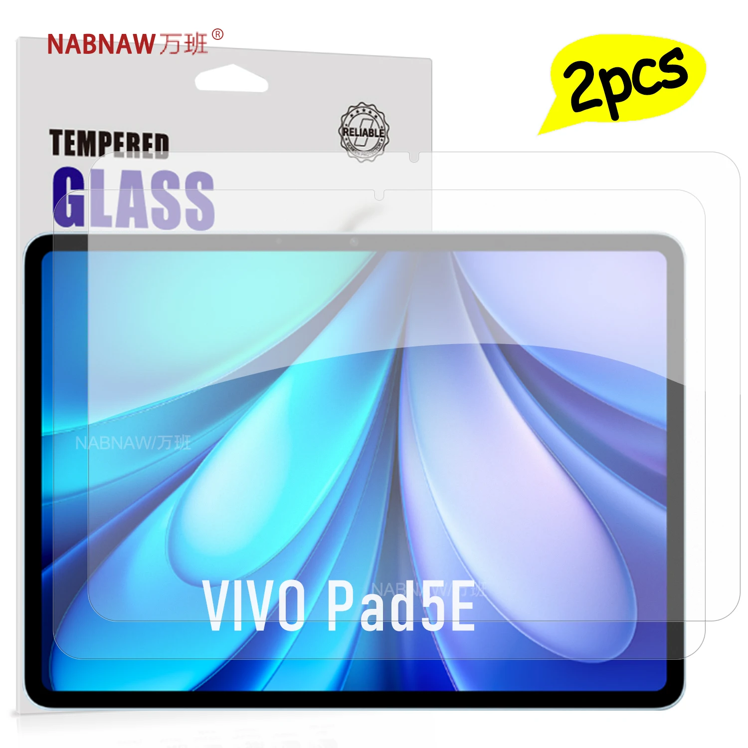 

For VIVO PAD 5E Full HD Tempered Glass Film Screen Protector On VIVO Pad5e 12.1" 2025 9H Scratch Proof Cover 2-Pack