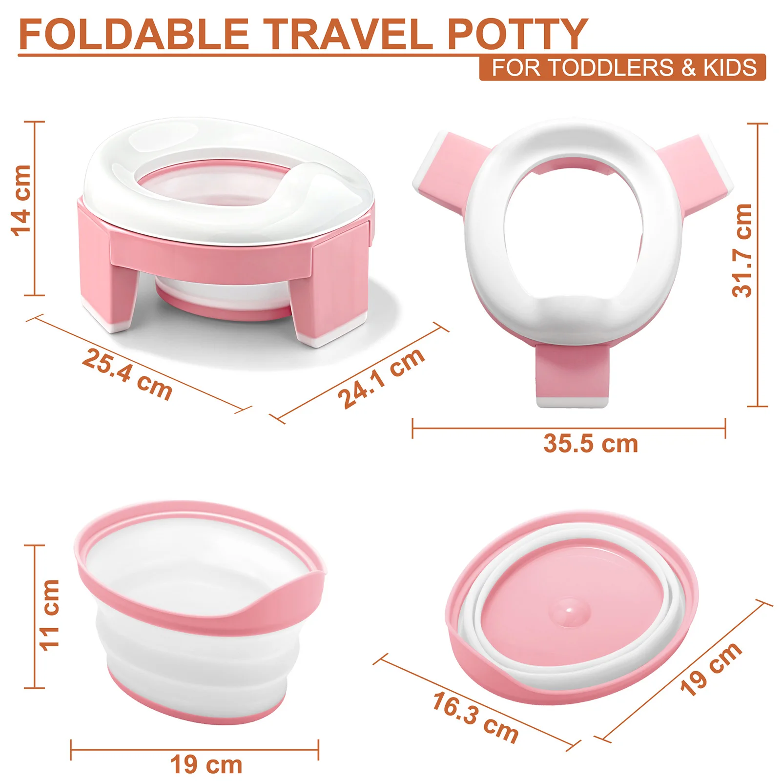 TYRY.HU Baby Pot Portable Silicone Baby Potty Training Seat 3 in 1 Travel Toilet Seat Foldable Blue Children Potty With Bags