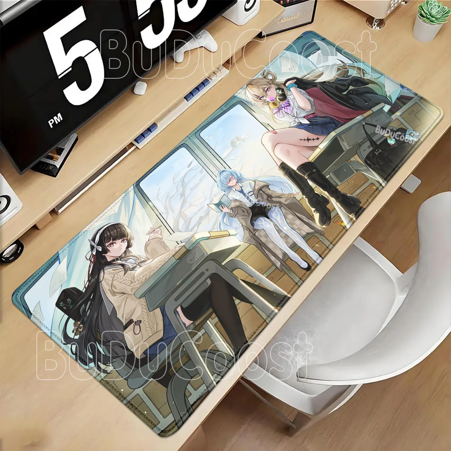 Larger Lynae Wuthering Waves WuWa Mouse Pad Gaming Carpet PC Office Non-slip Base Desk Mat Rubber HD Printing Overlock Mousepad