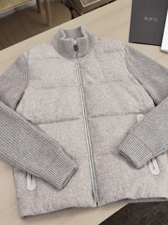 

Knitted Patchwork Stand Collar Zipper Cotton Jaet ex Loose Versatile Warmth Cold Proof Outerwear for Autumn Winter