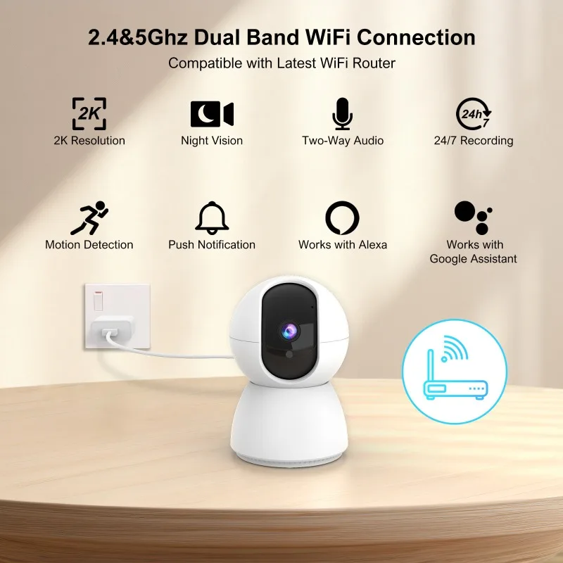 Home camera motion detection, voice intercom, WiFi monitoring, shaking head machine