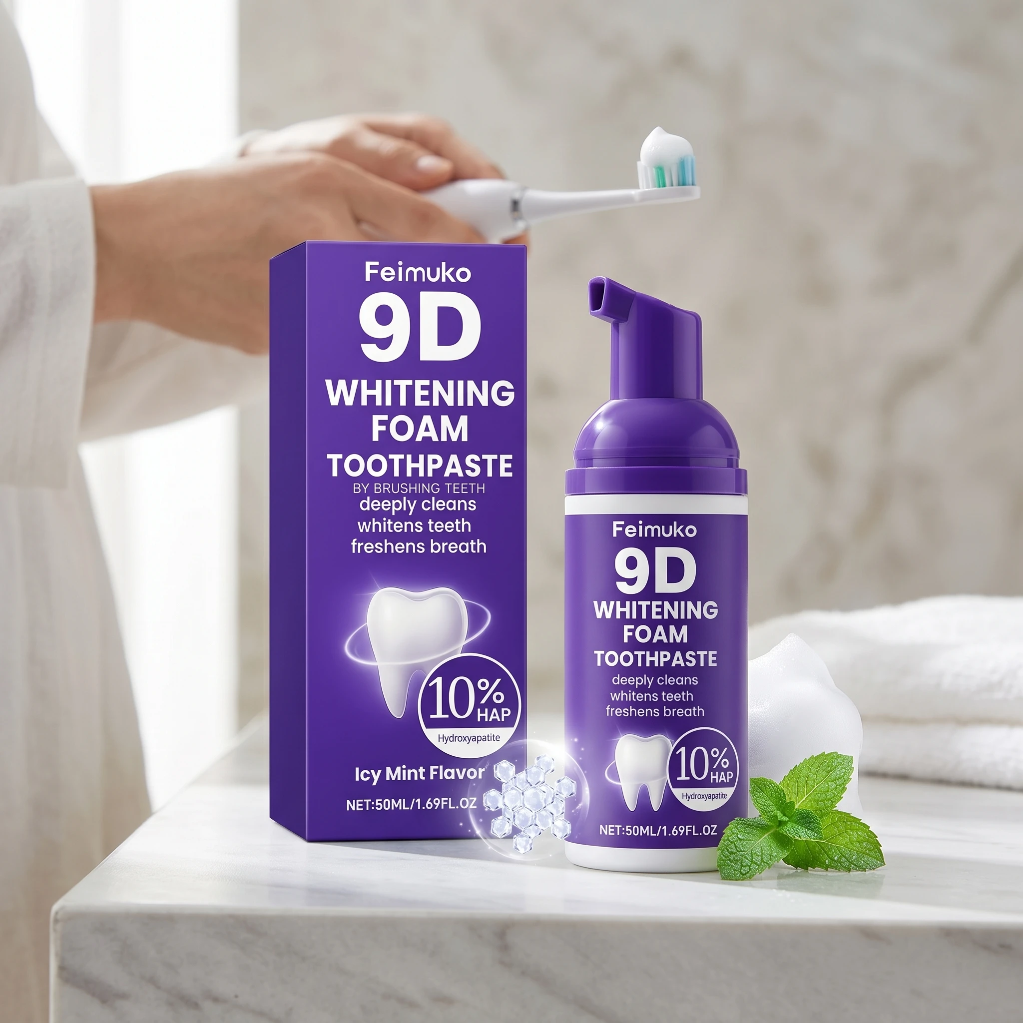 Whitening Mousse Toothpaste Deeply Cleaning Plaque Stain Rem Removal Yellowing Brightening Teeth Fresh Breath Mouth Hygiene Care