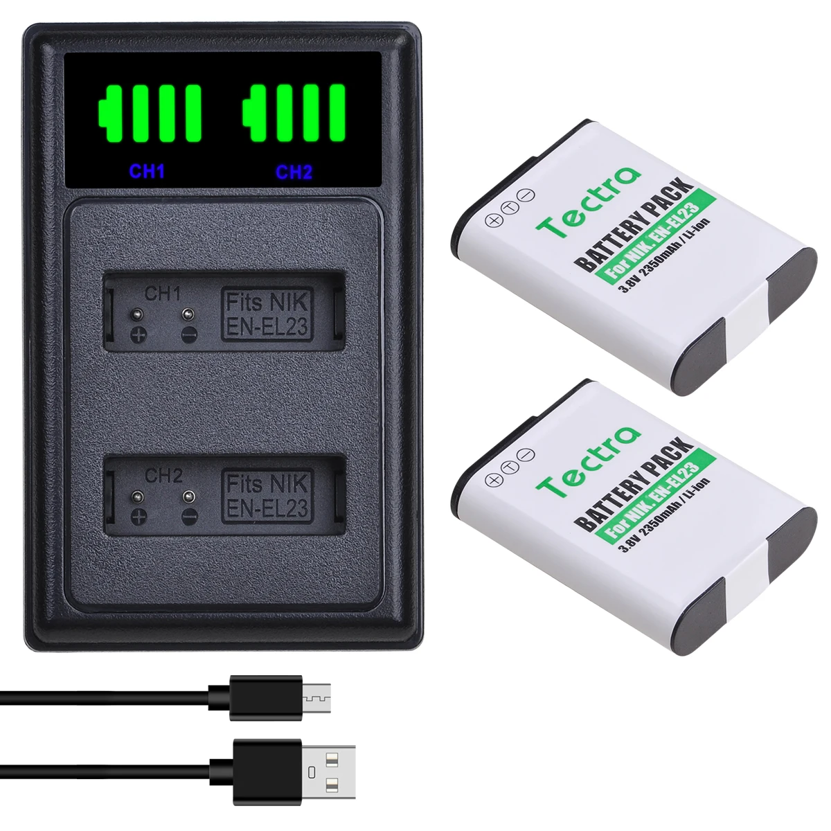 

EN-EL23 ENEL23 Battery +LED Dual Charger for Nikon COOLPIX P900, P610, P600, B700, S810c Camera