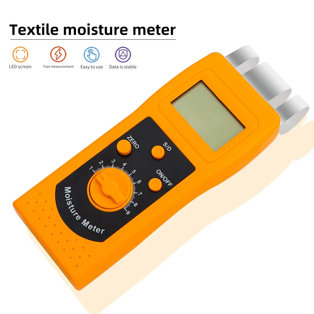 Medidor de Umidade Têxtil com Sonda de Indução Sensível Analisador de Umidade para Vestuário Roupas Fios Couro Dm200t