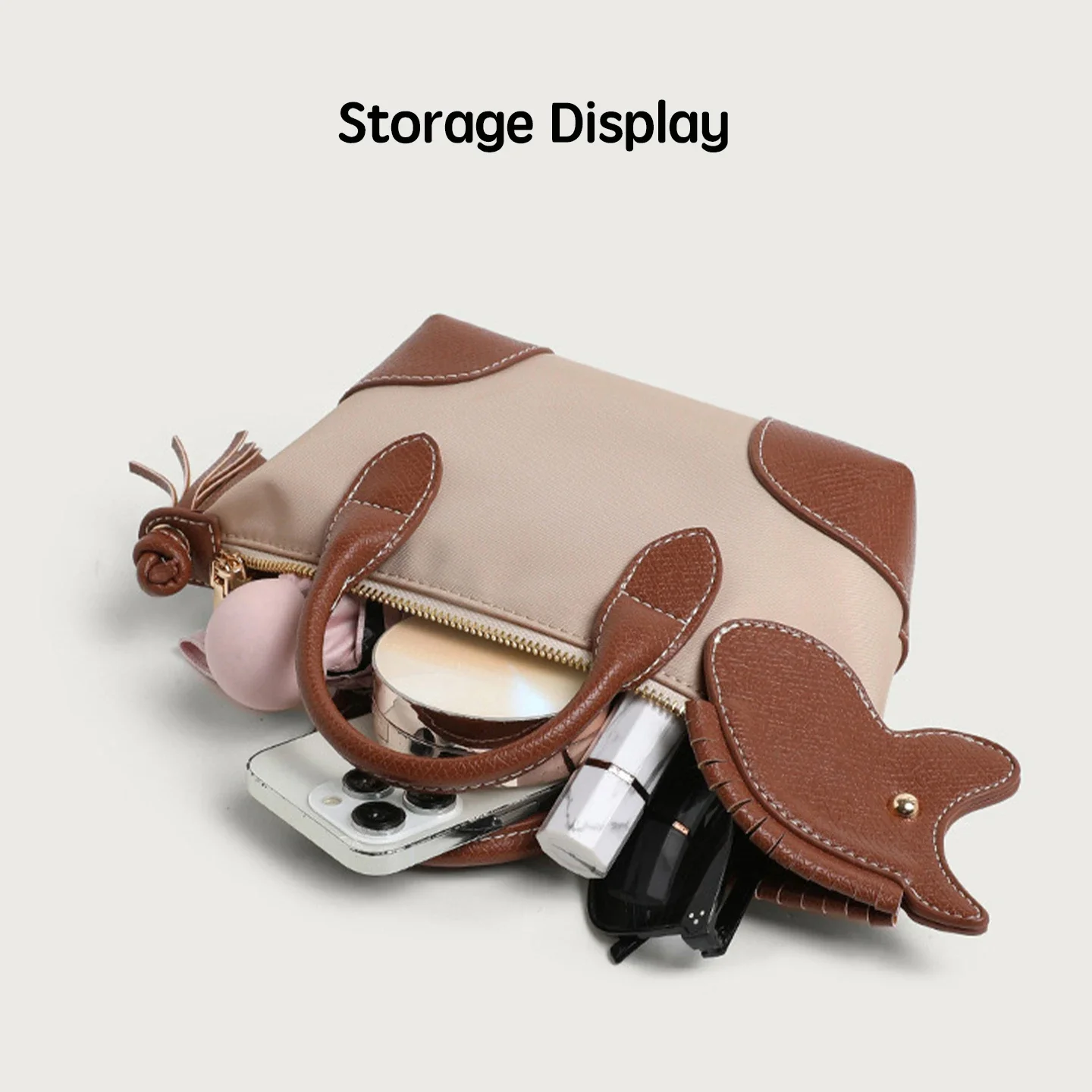 Cute Horse Decor Mini Dumpling Bag Nylon Color Block Handbag Women Fashion Shoulder Crossbody Girls Small Tote Purse Female Bag view 4