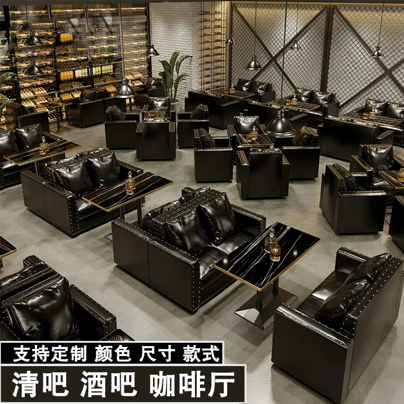 

American Retro Western Restaurant Cafe Sofa Barbecue Bistro Music Bar Bar Booth Table And Chair Combination