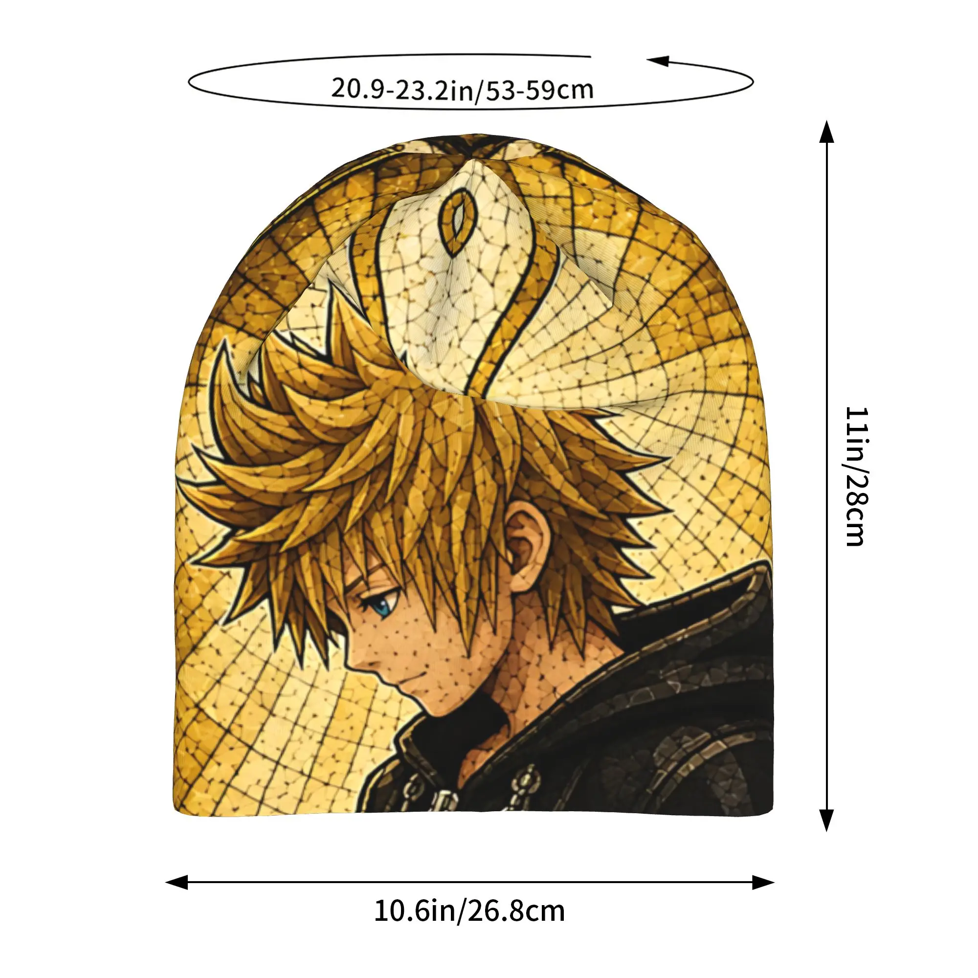 Axel Kingdom Hearts Stained Glass Art Hat Thin Caps Men Women  Skullies Beanies Ski Caps Soft Bonnet Hats