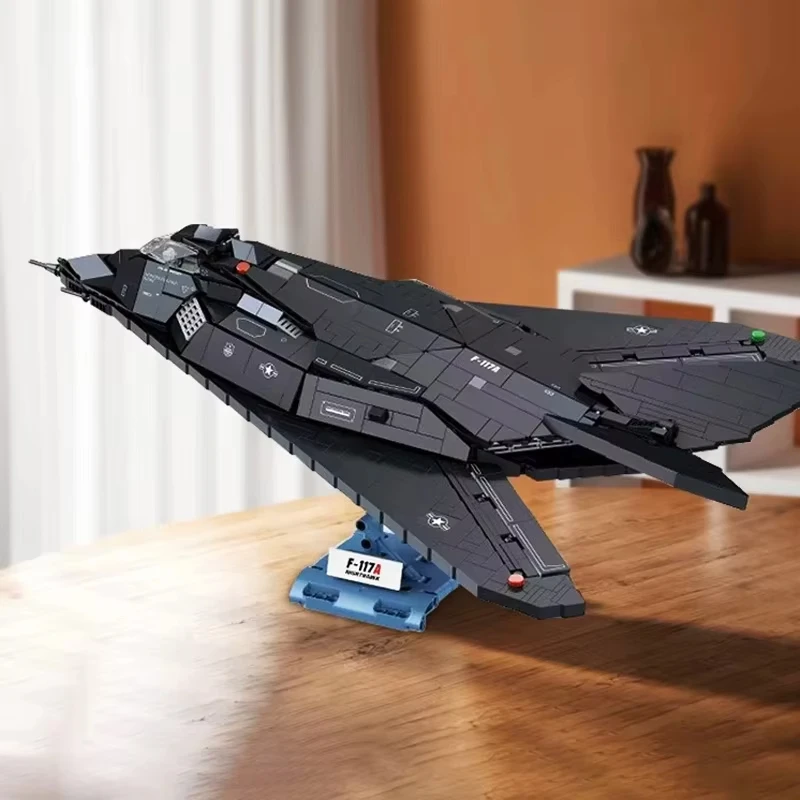 

MOC F-117A Nighthawk Stealth Fighter Building Blocks, 1375Pcs Technical Military Aircraft Jet, Army Warplane Bricks Toy for Boys