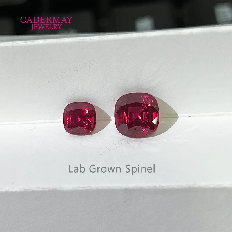 CADERMAY Jewelry Synthetic Spinel 6mm 8mm Square Cushion Red Lab Grown Spinel Loose Gemstones For Jewelry Making
