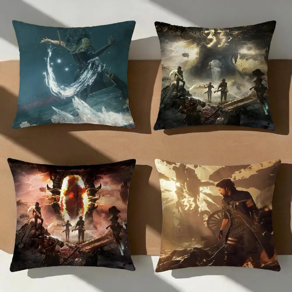 Clair Obscur Expedition 33 Cushion Cover Pillow Cover Nordic Minimalist Throw DoubleSided Print Cushion Case for Bedroom Decor