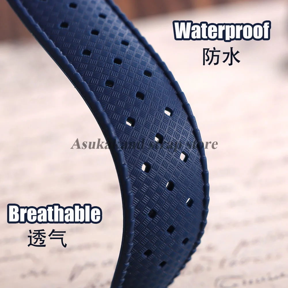 20mm 22mm Silicone Watchstrap for Omega for Moon Swatch Band Men Women Tropical Rubber Sport for Citizen for Oris Watch Bracelet view 4