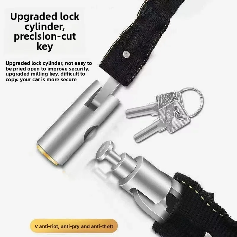 65cm Portable Bicycle Chain Lock With 2 Keys Hardened Steel Fabric Sleeve Anti‑Theft Lock for MTB E‑Bike Scooter - view 6