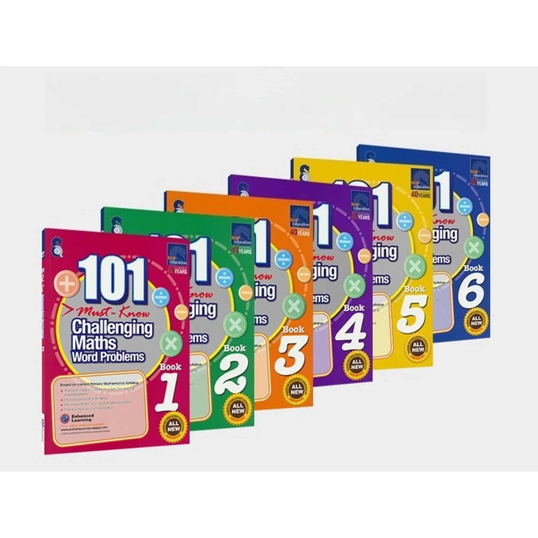 

New 6 Pcs/Set 101 Challenging Maths Word Problems Books Singapore Primary School Grade 1-6 Math Practice Book