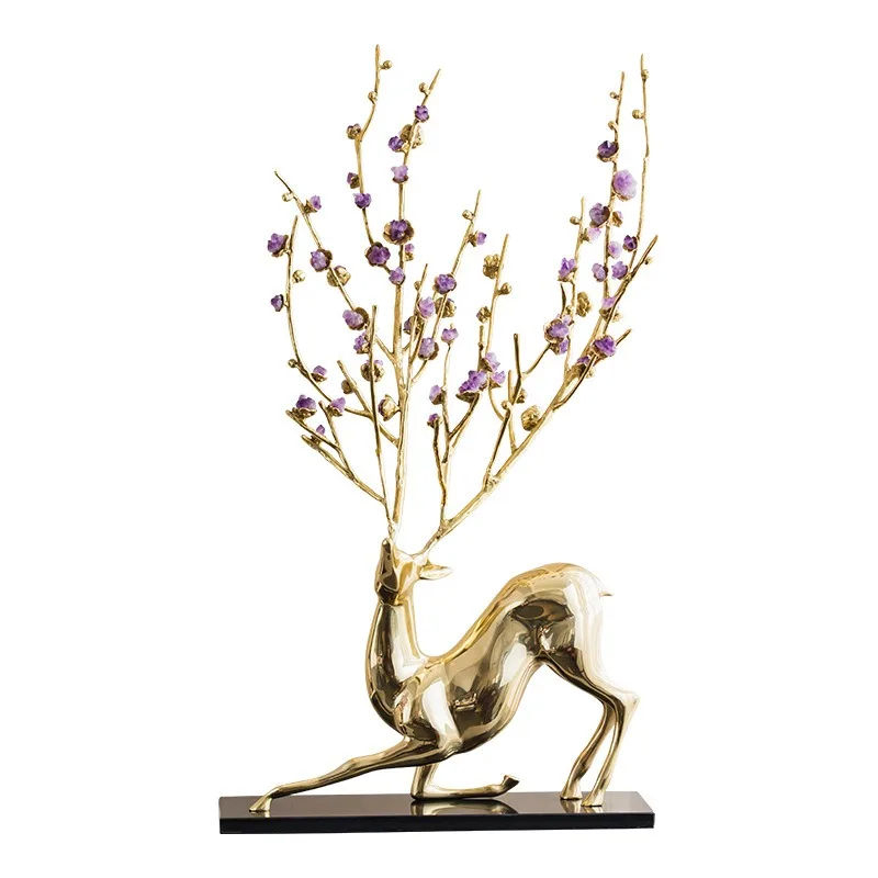 

Crystal deer flowering decorative ornament