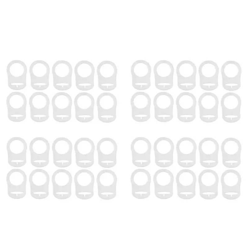 

FBIL-40 Pcs Button Silicone Ring Mam Pacifier Holder Mannequin Clip Adapter Transparent