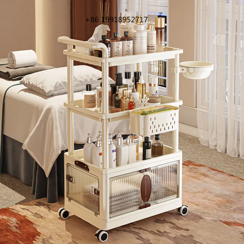Professional Salon Cart Mobile Aesthetic Hair Tools Organizer Cosmetic Instruments Storage Trolley Large Capacity Storage Rack